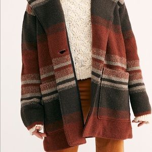 Free People Striped Sweater Coat